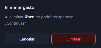 Delete expense confirmation
