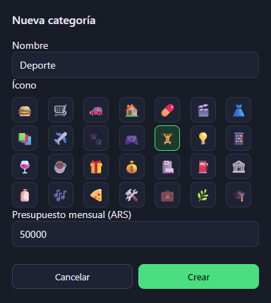 New category with emoji picker