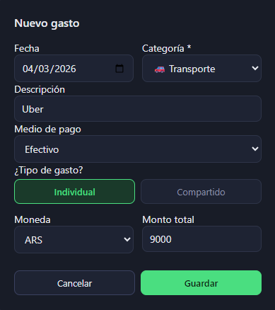New expense — individual